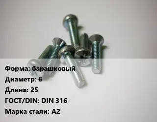 Винт барашковый 6х25 DIN 316 Сталь: А2